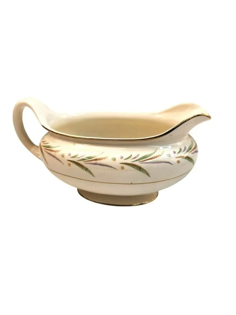Nautilus Eggshell USA Gravy Boat Pitcher Autumn Floral Design & Gold Trim Vinta